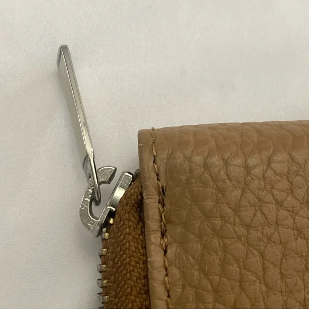 Estalon Womens Zip around Leather RFID Protection Wristlet Wallet Camel